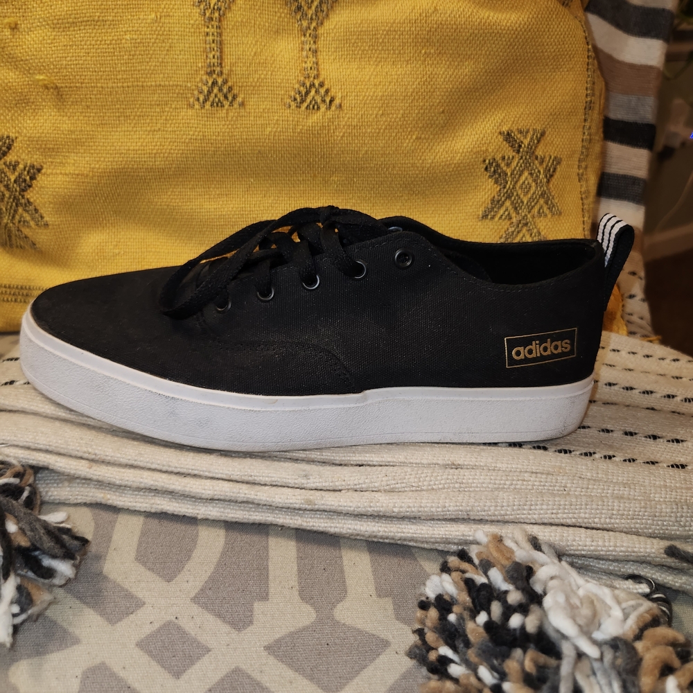 Adidas Black Canvas Shoes with White Outsole